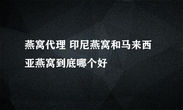 燕窝代理 印尼燕窝和马来西亚燕窝到底哪个好