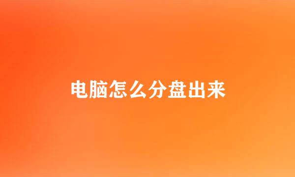 电脑怎么分盘出来