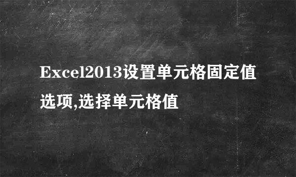 Excel2013设置单元格固定值选项,选择单元格值