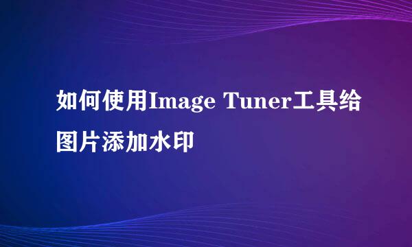 如何使用Image Tuner工具给图片添加水印