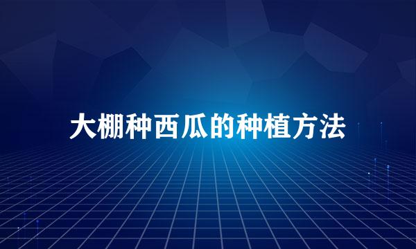 大棚种西瓜的种植方法