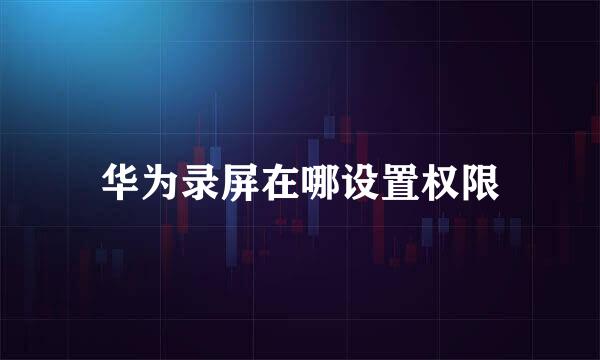 华为录屏在哪设置权限