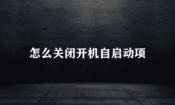怎么关闭开机自启动项