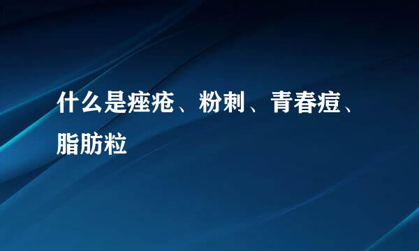 什么是痤疮、粉刺、青春痘、脂肪粒