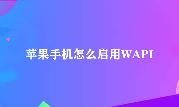 苹果手机怎么启用WAPI