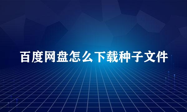 百度网盘怎么下载种子文件