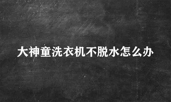 大神童洗衣机不脱水怎么办