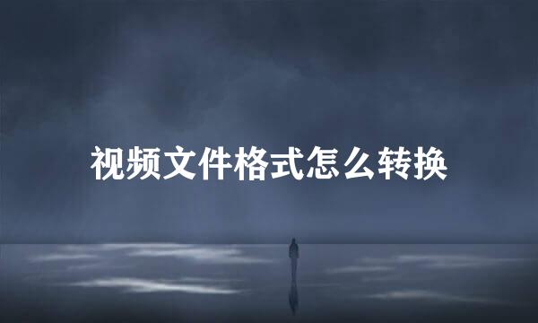 视频文件格式怎么转换