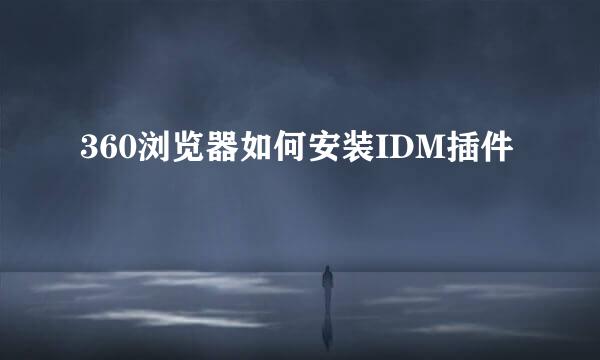 360浏览器如何安装IDM插件