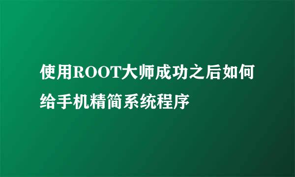 使用ROOT大师成功之后如何给手机精简系统程序
