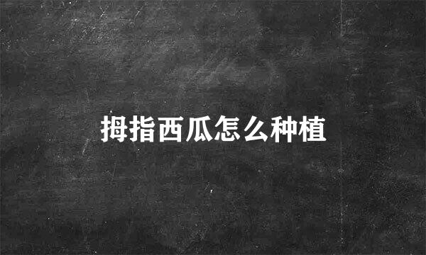 拇指西瓜怎么种植