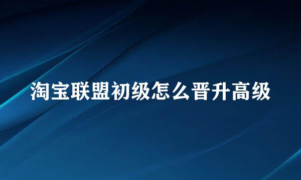 淘宝联盟初级怎么晋升高级
