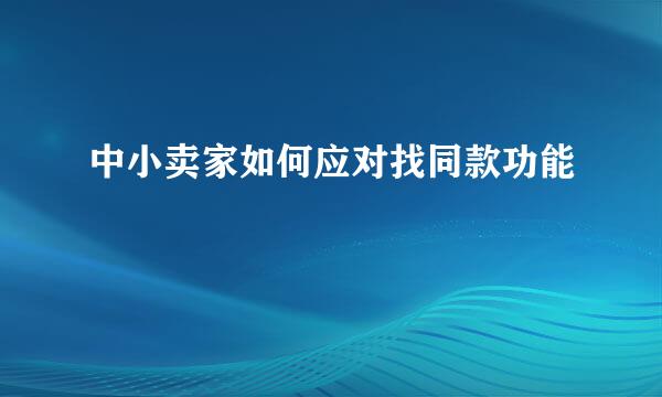 中小卖家如何应对找同款功能