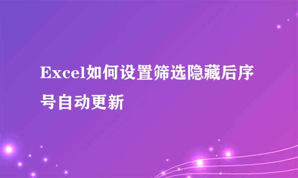 Excel如何设置筛选隐藏后序号自动更新