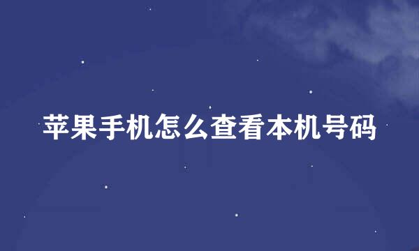 苹果手机怎么查看本机号码