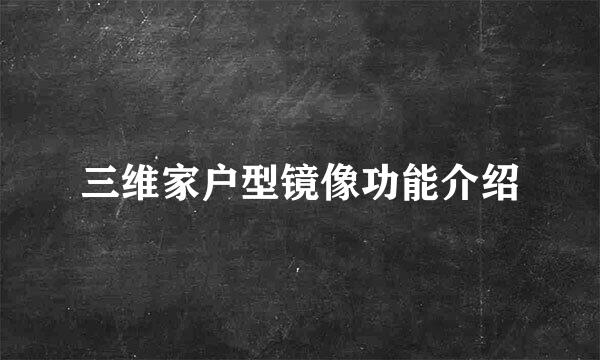 三维家户型镜像功能介绍