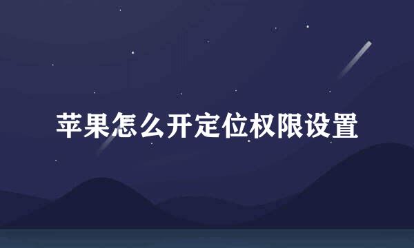 苹果怎么开定位权限设置