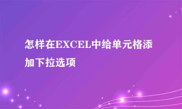 怎样在EXCEL中给单元格添加下拉选项