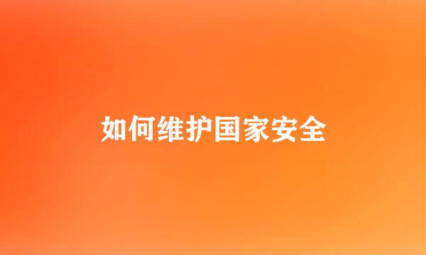 如何维护国家安全
