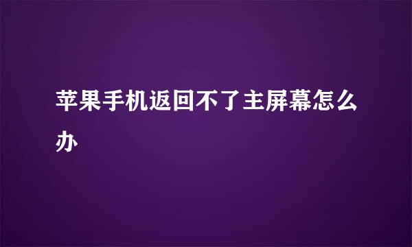苹果手机返回不了主屏幕怎么办