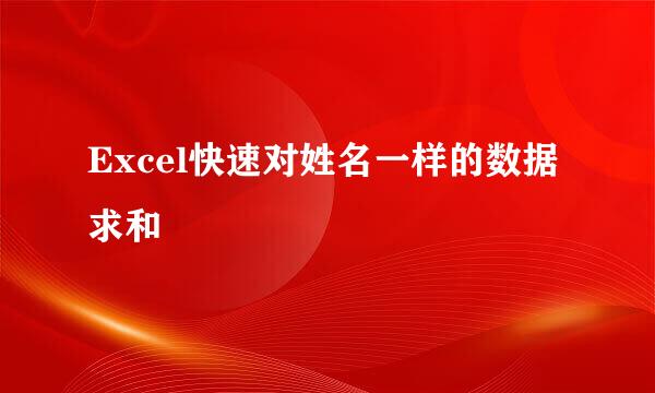 Excel快速对姓名一样的数据求和