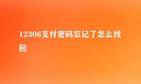 12306支付密码忘记了怎么找回