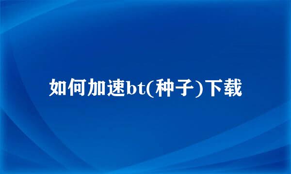 如何加速bt(种子)下载