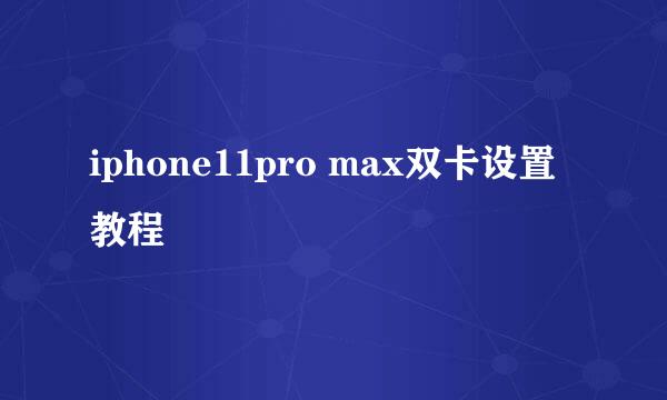 iphone11pro max双卡设置教程