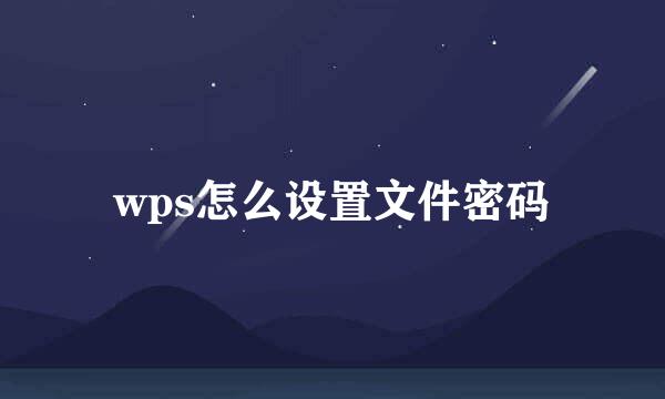 wps怎么设置文件密码