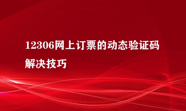 12306网上订票的动态验证码解决技巧