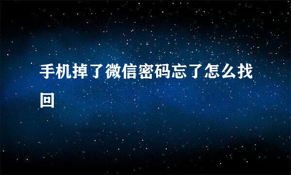 手机掉了微信密码忘了怎么找回