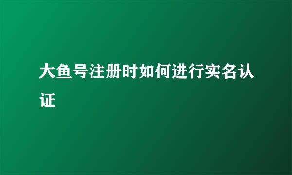 大鱼号注册时如何进行实名认证