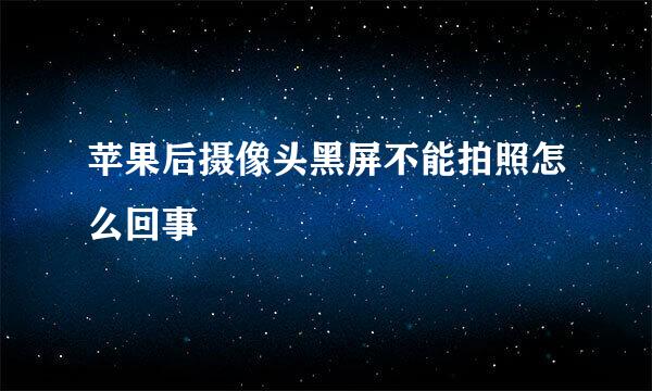 苹果后摄像头黑屏不能拍照怎么回事