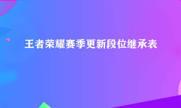 王者荣耀赛季更新段位继承表