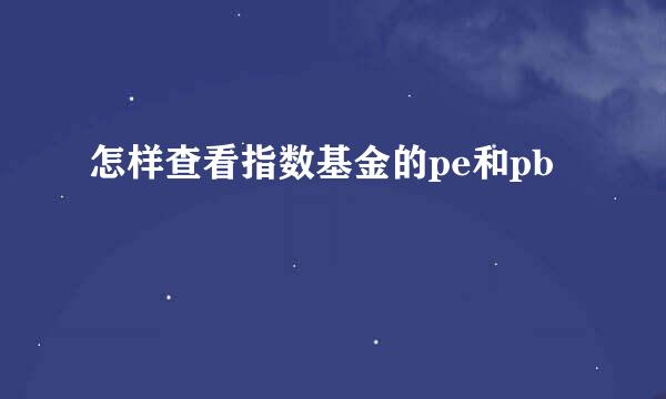 怎样查看指数基金的pe和pb