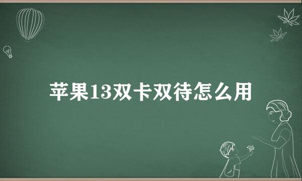 苹果13双卡双待怎么用