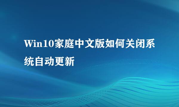 Win10家庭中文版如何关闭系统自动更新