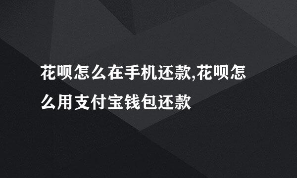 花呗怎么在手机还款,花呗怎么用支付宝钱包还款