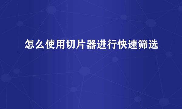 怎么使用切片器进行快速筛选