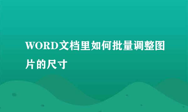 WORD文档里如何批量调整图片的尺寸