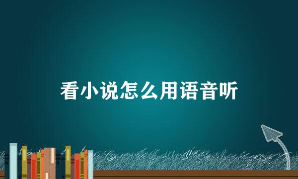 看小说怎么用语音听