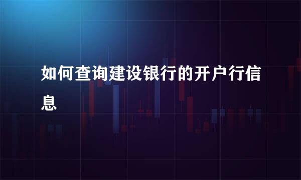 如何查询建设银行的开户行信息