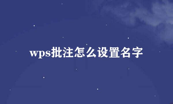 wps批注怎么设置名字