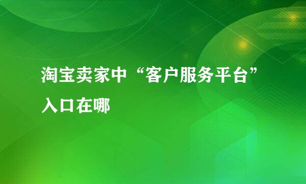 淘宝卖家中“客户服务平台”入口在哪