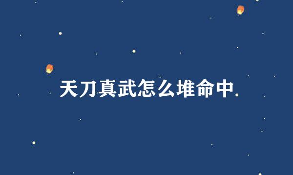 天刀真武怎么堆命中