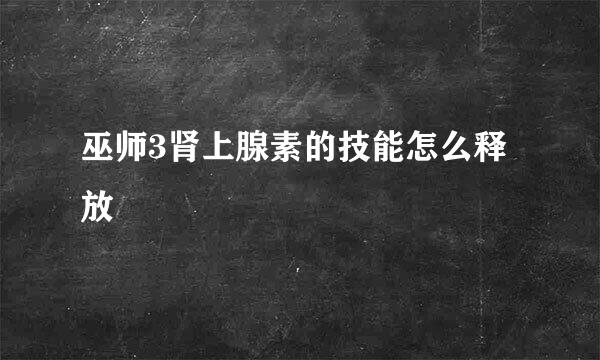 巫师3肾上腺素的技能怎么释放