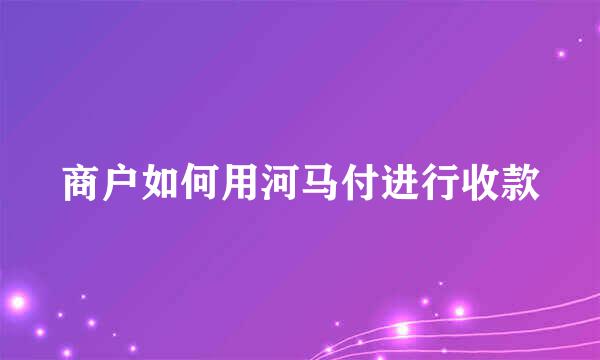 商户如何用河马付进行收款