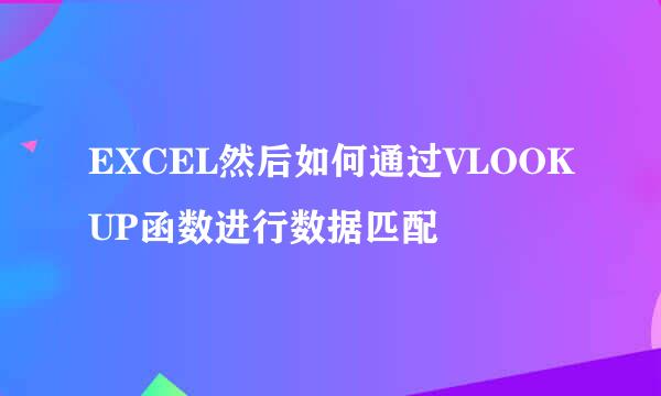 EXCEL然后如何通过VLOOKUP函数进行数据匹配