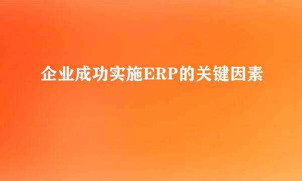 企业成功实施ERP的关键因素