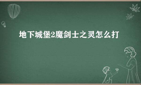 地下城堡2魔剑士之灵怎么打